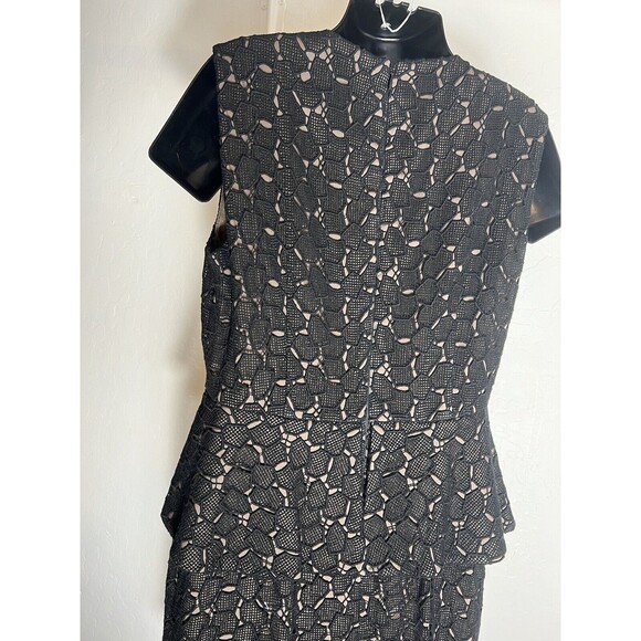 Diane von Furstenberg Black Delian Pebble Lace Peplum Dress Size 10 Part time - Picture 10 of 14
